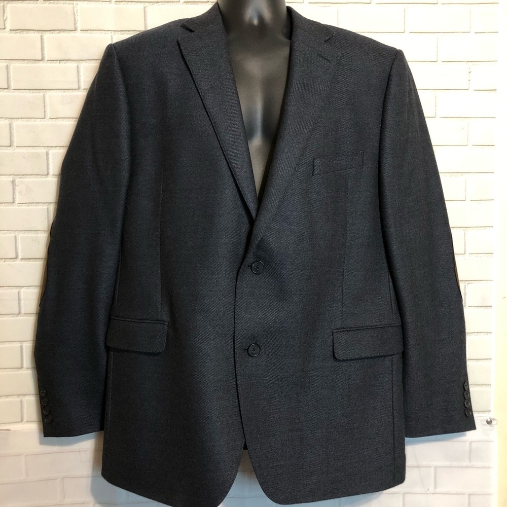 New Saks Fifth Avenue Black Label Men's Blue Slim Fit Wool Blazer Jacket 46R